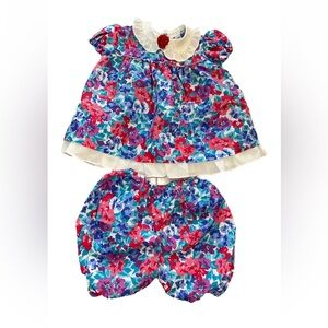 Bryan baby blouse and bloomer set purple red size 6-9 mos 90s baby Vintage 🩷💜‎